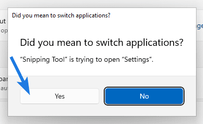 Click on Yes button to Switch
