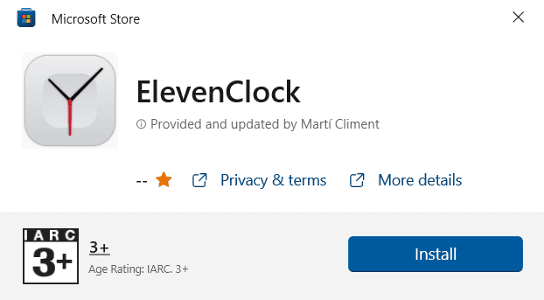 Get ElevenClock from Microsoft Store