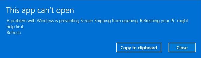 This app can’t open Snipping Tool
