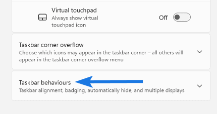 Click on Taskbar behaviors