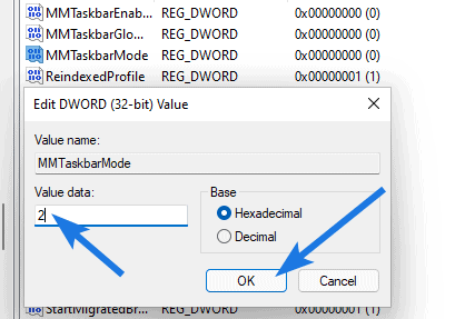 MMTaskbarMode Registry Settings