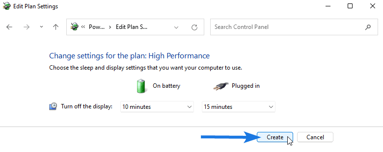 Adjust settings and click on Create