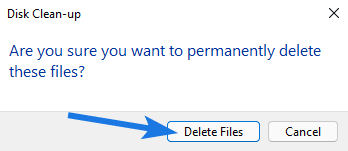 Click on Delete Files button