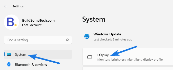 Go to System  settings and click on Display