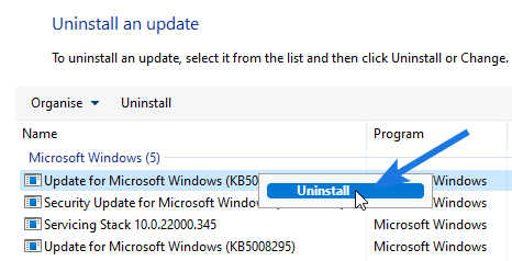 Uninstall KB5004300 Update