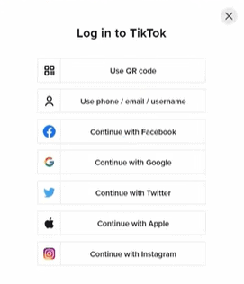 Log in to Tiktok