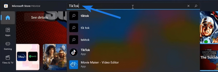 Search for TikTok and Press Enter