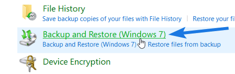 Click on Backup and Restore option