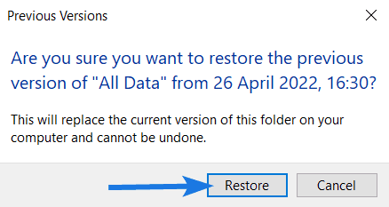 Click on Restore