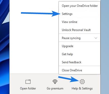 Microsoft OneDrive settings