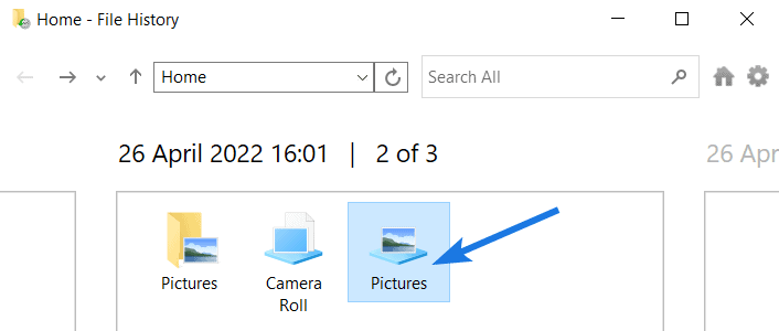 Navigate to the folder from photos were deleted