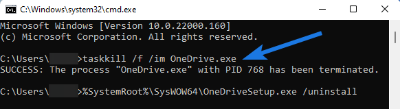 Remove OneDrive via CMD