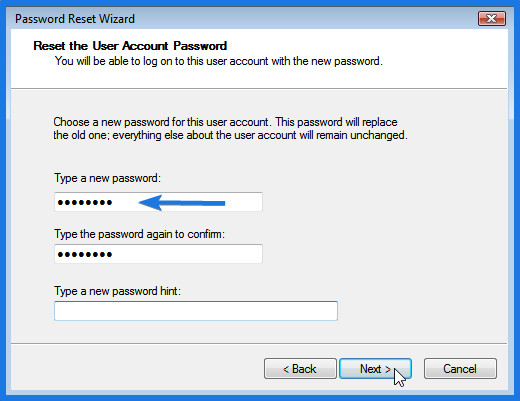 Reset the User Account Password