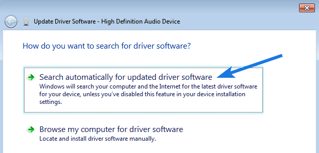 Search automatically for updated driver software