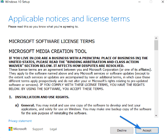 Agree Microsoft Software License