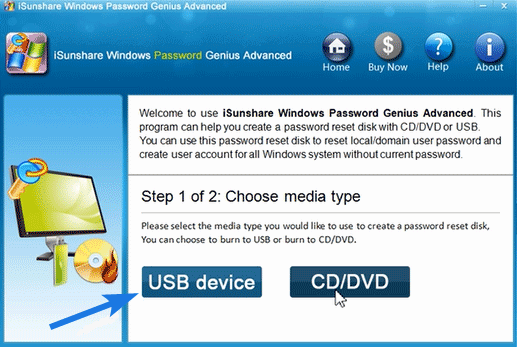Choose media type as USB Device
