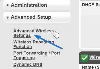Click on Advanced Wireless Settings
