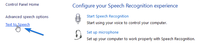 Click on Text to Speech link