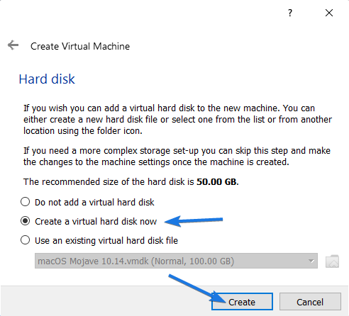 Create Virtual Hard Disk