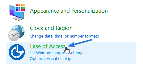 Go to Ease of Access