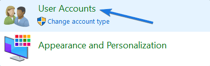 Go to User Accounts Settings