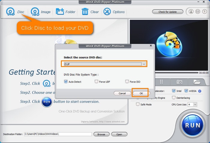 Insert the DVD into DVD Disc ROM