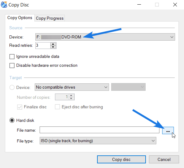 Select Device from the source section