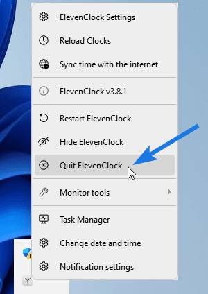 Disable or Quit ElevenClock