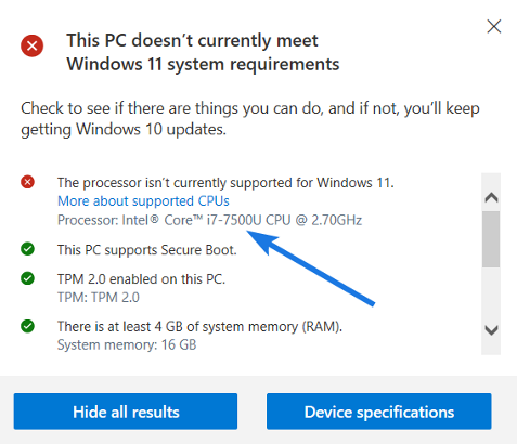 Intel i7-7500U Compatibility Test