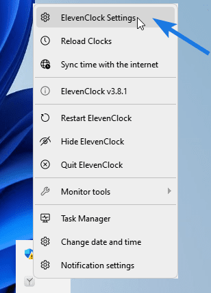 Select ElevenClock Settings