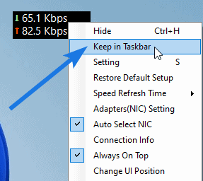 Select Keep in Taskbar option