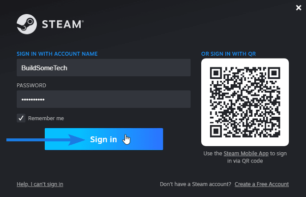 Now Login to Steam Account