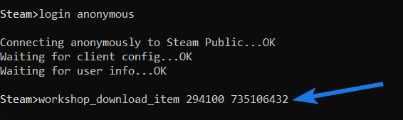 Enter workshop_download_item command