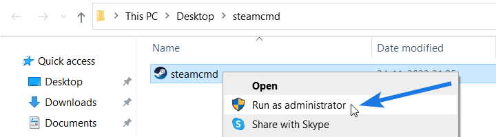 Run steamcmd as administrator