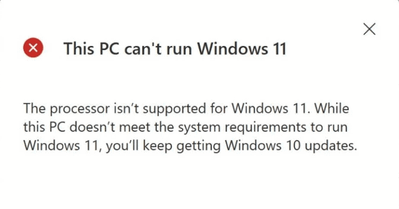 Intel i7-5600u is not supported by Windows 11