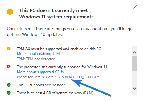 Intel i7-5960X is not supported by Windows 11
