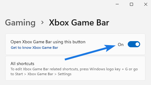 Enable Open Xbox Game Bar using this button
