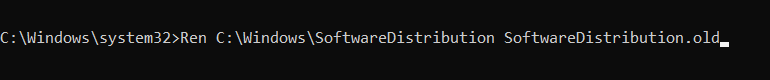 Enter command  Rename SoftwareDistribution