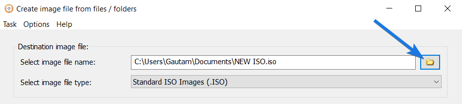 Select destination & image type as Standard ISO