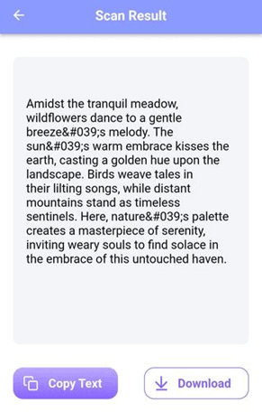 App showing results of Accuracy